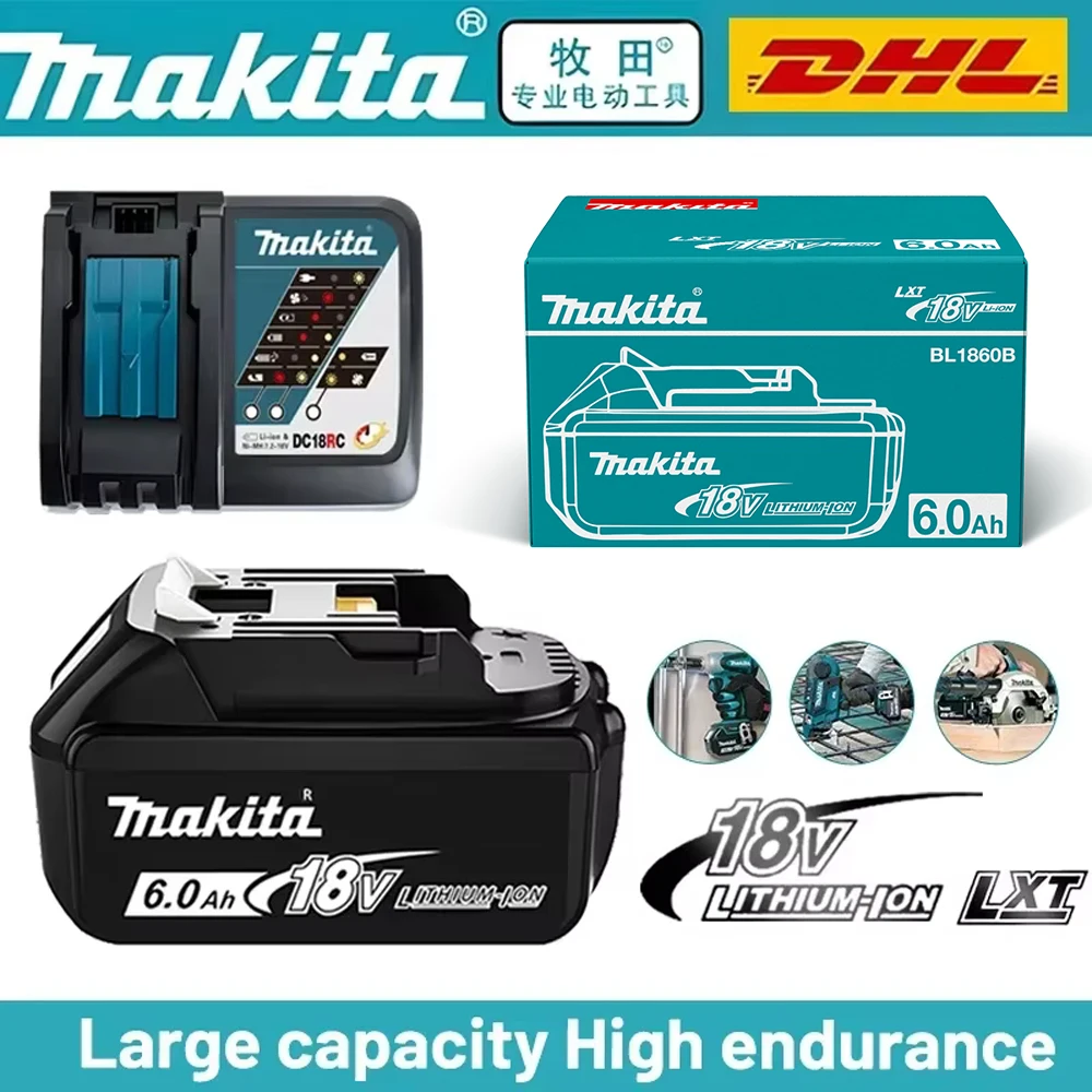 

️Original Makita battery, 18V 6.0Ah rechargeable battery, power tool BL1830 BL1840、BL1850、BL1860B、 Makita 18V lithium battery