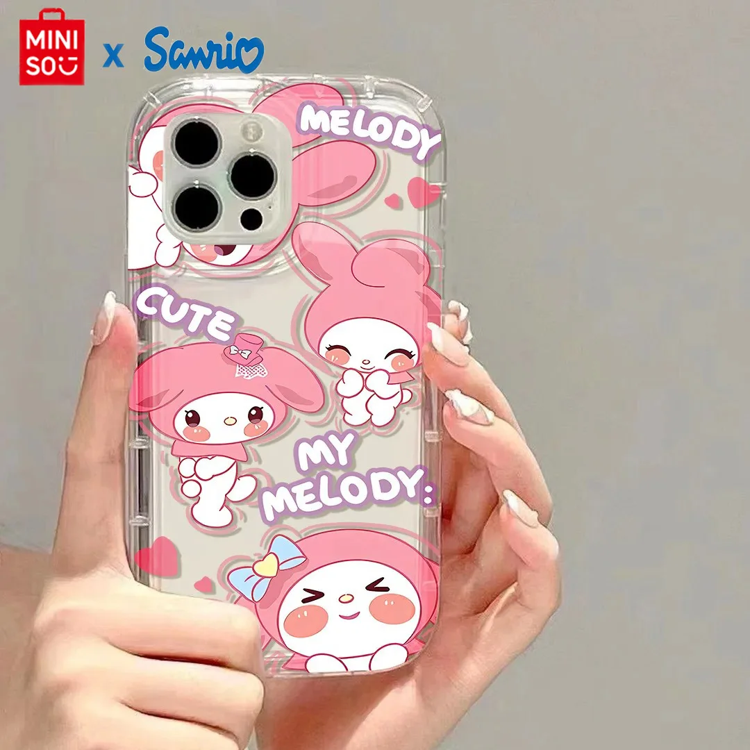 Miniso X Sanrio Hello Kitty My Melody Phone Case For iPhone 11 16 15  14 13 12  Pro Max Mini Plus Promax Soft Cases Cover