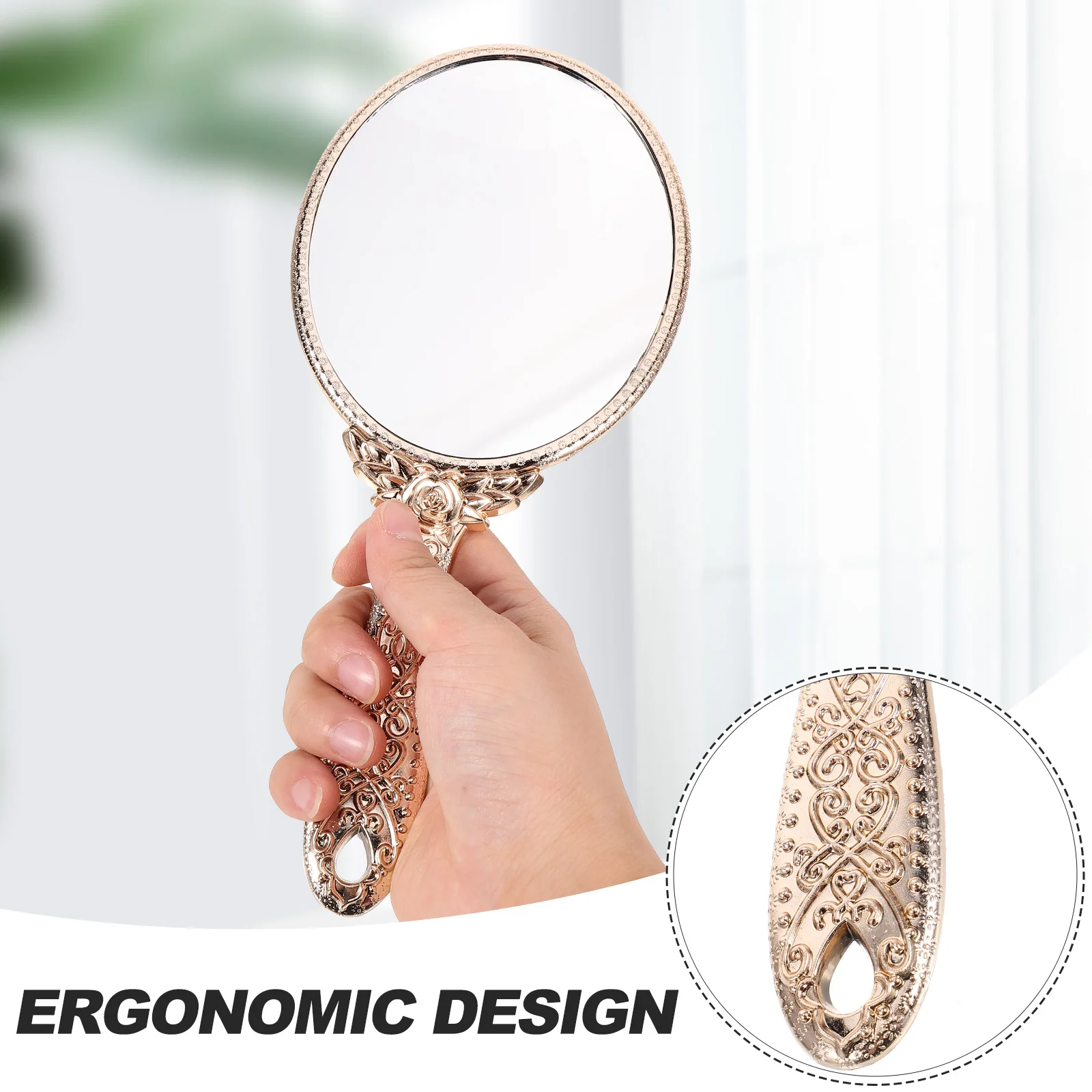 Mirror Handheld Hand Mirrors Handle Vintage Makeup Vanity Travel For Girls With