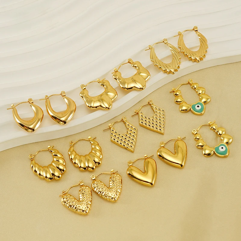 

10PCS Fashion Stainless Steel Earrings for Women Korean Style Stud Earrings Elegant Earrings Gifts for Her Wholesale Bulk