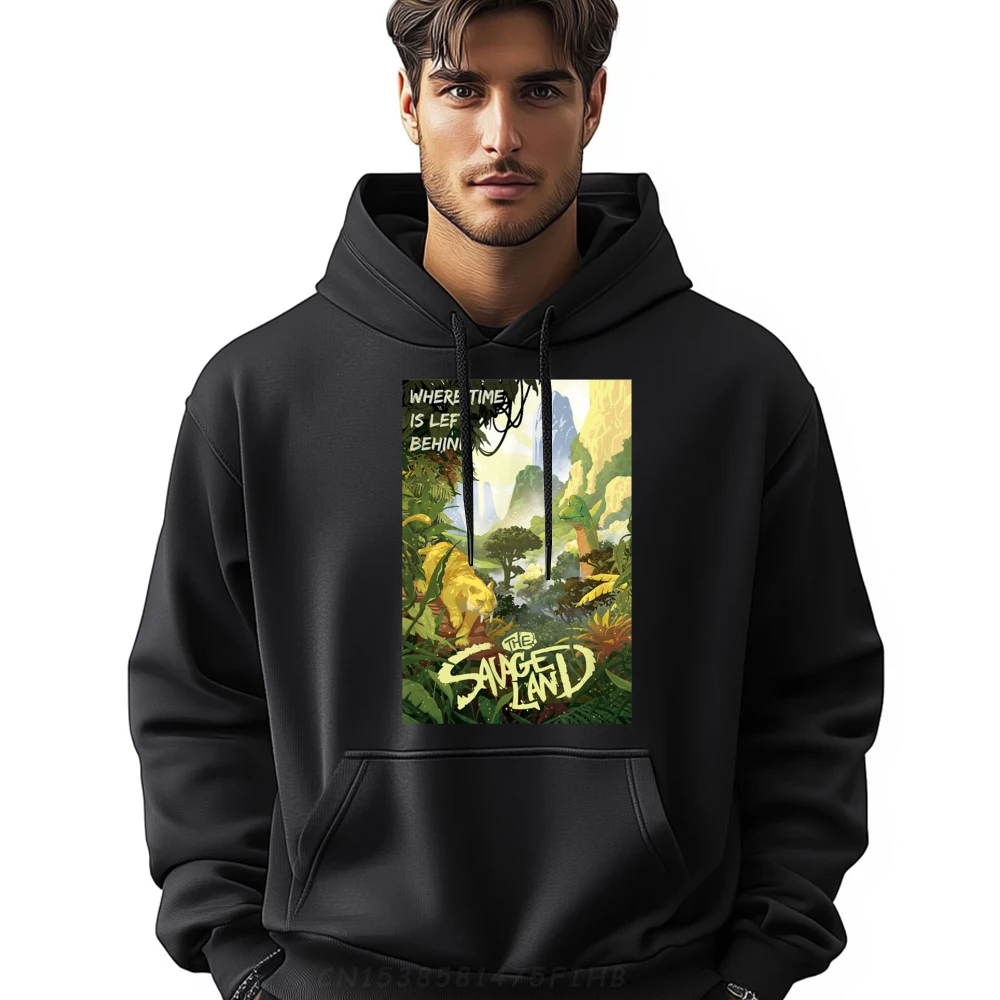 

Hip Hop Mens Sweatshirt Avengers Visit The Savage Land Poster Print Hoodies Casual Long Sleeve Geek Round Collar Clothes