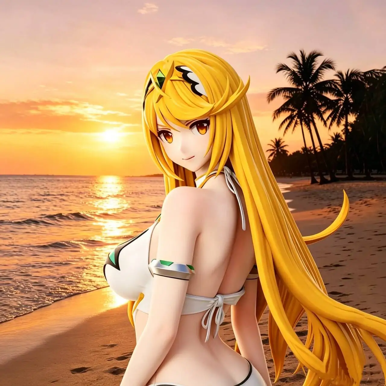 Xenoblade Chronicles PVC Figurine Pyra Mythra Swimsuit Collectible Model Cute Desktop Ornament Hobby Gift For Anime Lovers view 2