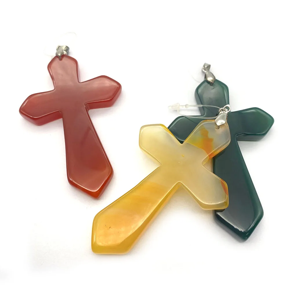 Natural Stone Agate Crosses Shape Pendants for Jewelry Making DIY Necklace Jewellery Charms Red Agate Accessories Women Gift