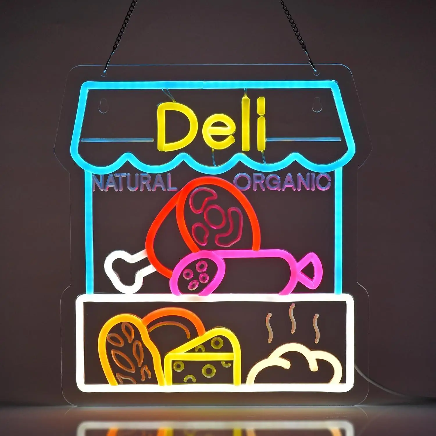Deli Neon Sign Food Dimmable LED Lights For Diner Grocery Shop Food Truck Gourmet Themed Party Wall Decoration Signboard Light