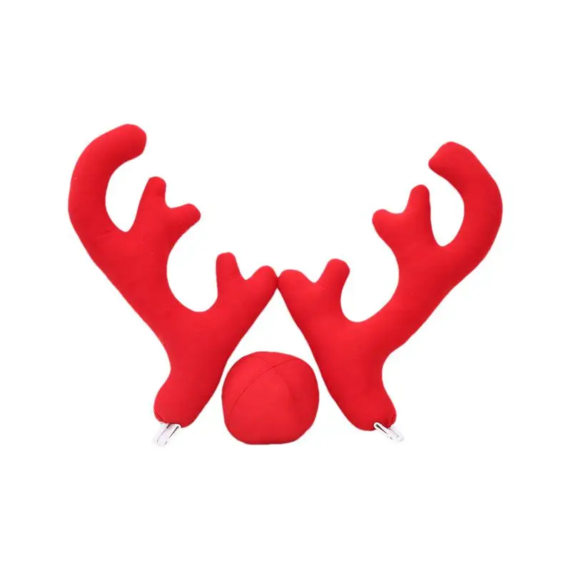 Reindeer Antlers & Nose Car Decoration Christmas Elk Antler Kit Cute Christmas Auto Exterior Decor Car Decorations Accessories