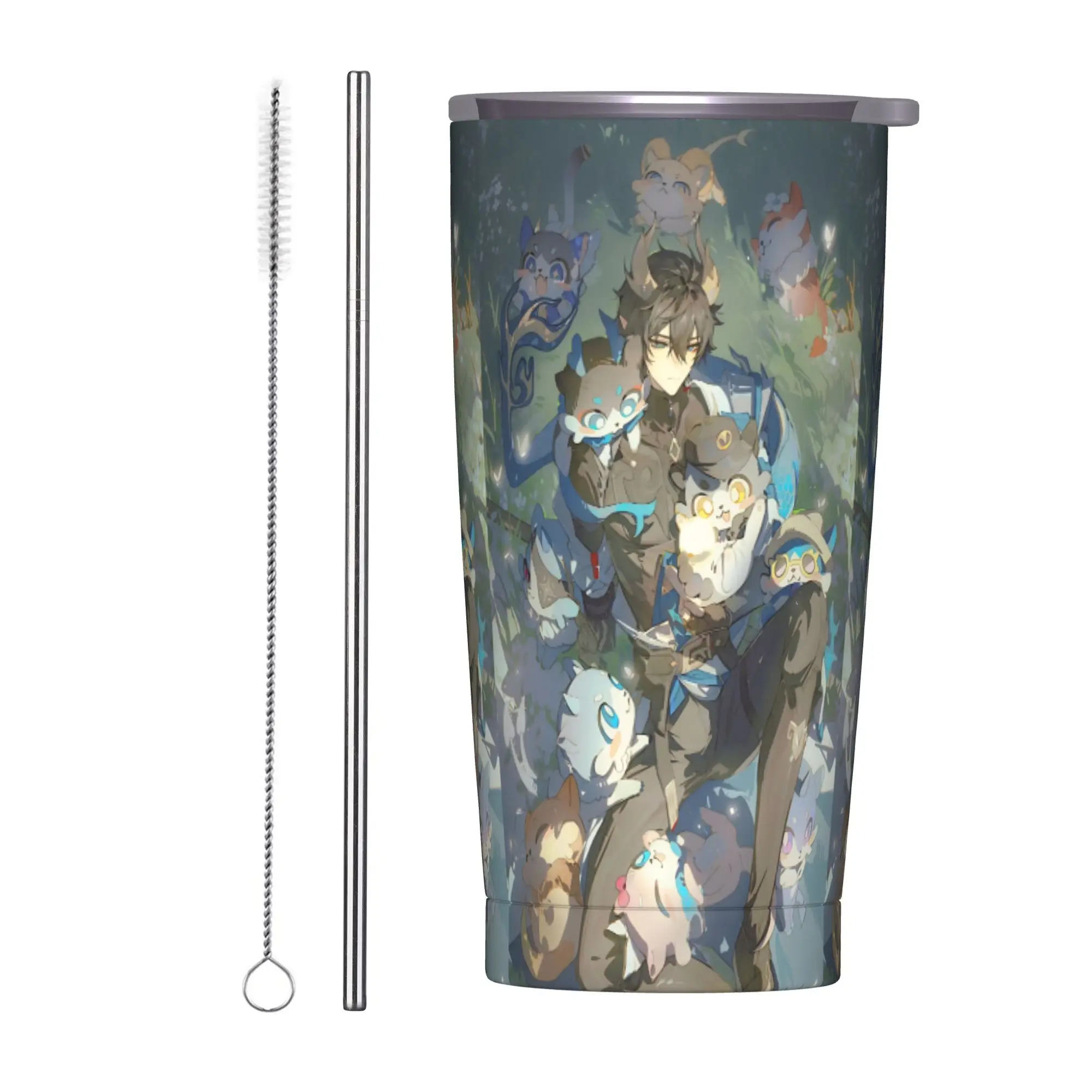 Dan Heng Insulated Tumbler with Lid Honkai Anime Stainless Steel Coffee Mugs Outdoor Portable Water Bottle Cup, 20oz