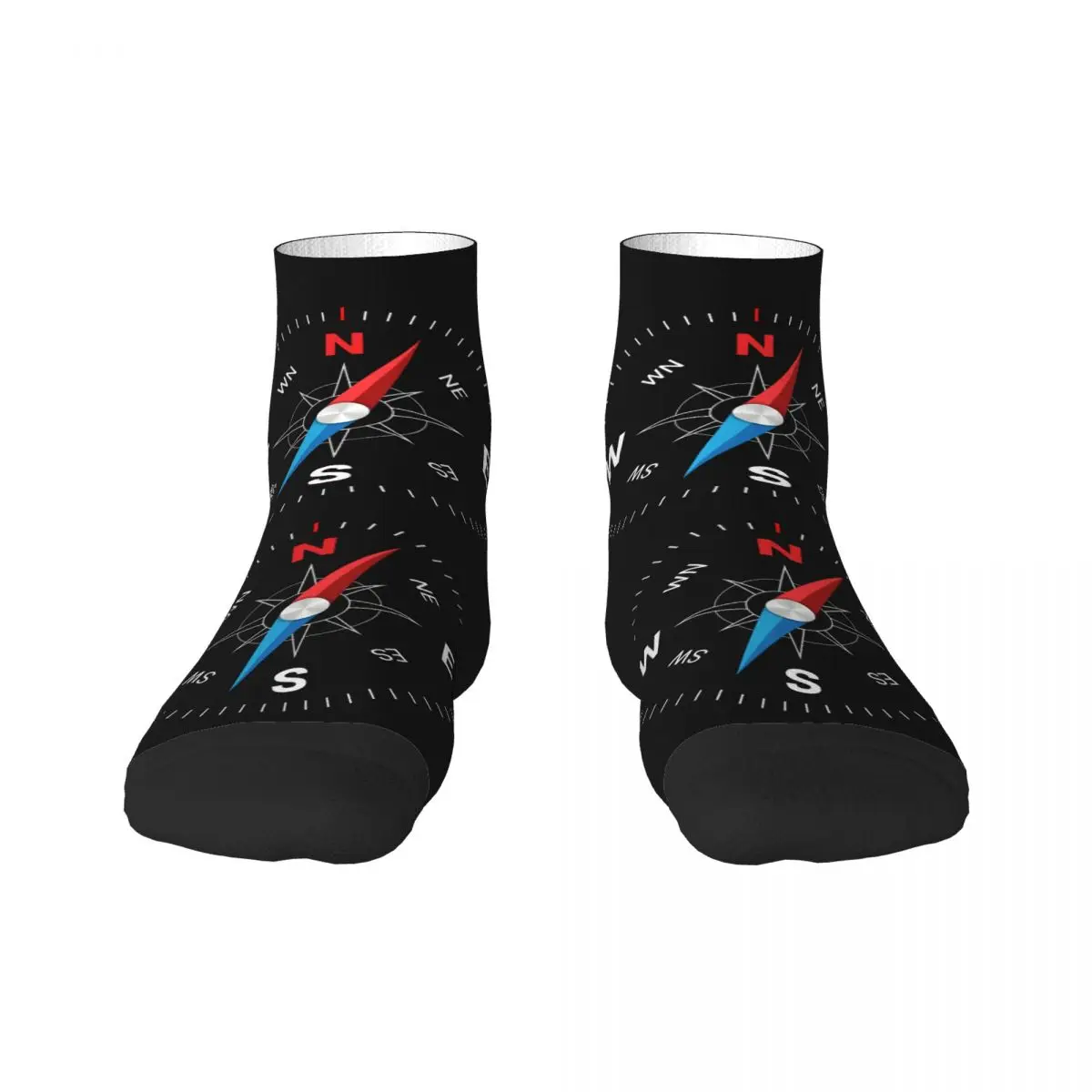 Custom Novelty Printed Smart Compass Socks for Women Men Stretchy Summer Autumn Winter Direction Nautical Crew Socks