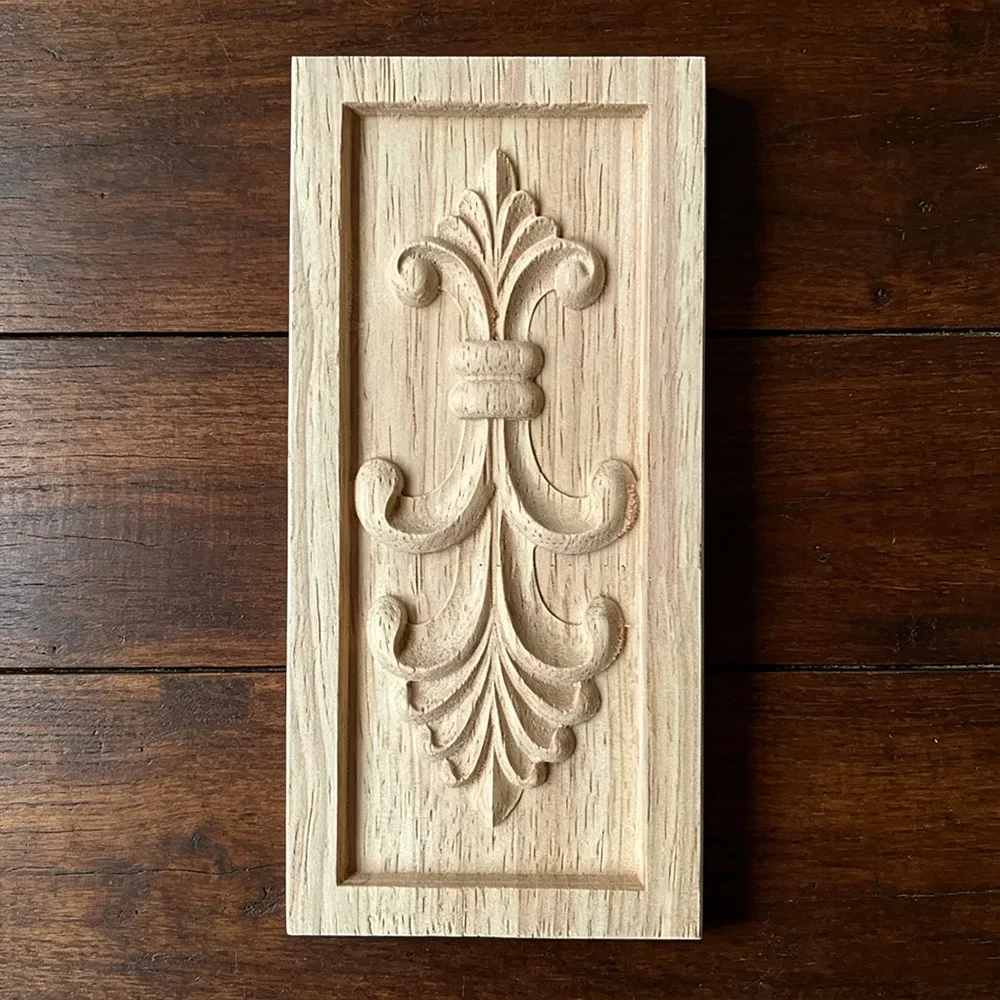 13-20cm Wood Carved Corner Onlay Applique Unpainted Frame Cupboard Cabinet Decal for Home Furniture Decoration