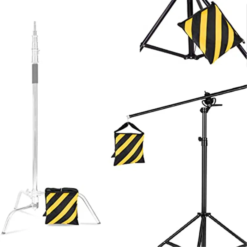 New Weight bag Yellow and Black Sandbags Heavy Duty Sand Bag Photography Background Backdrop Stand Photo Studio Boom Arm Tripod