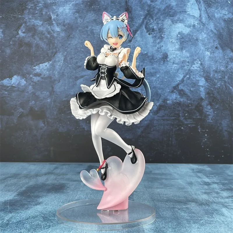 Re:Zero - Starting Life in Another World Cute Rem Cat Ear Maid Scene Statue Desktop Ornament Decoration Anime Fans Toys Gift view 2
