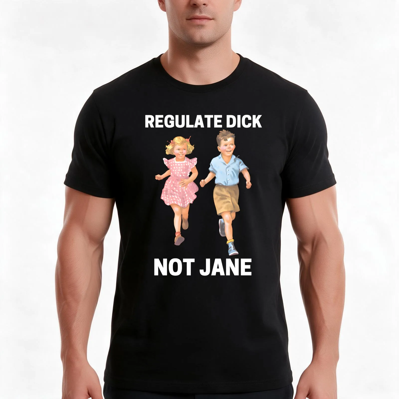 Regulate Dick Not Jane T-Shirt Summer Casual Cotton Tee Oversized Streetwear Tops Vintage Graphic Print Unisex Men Women