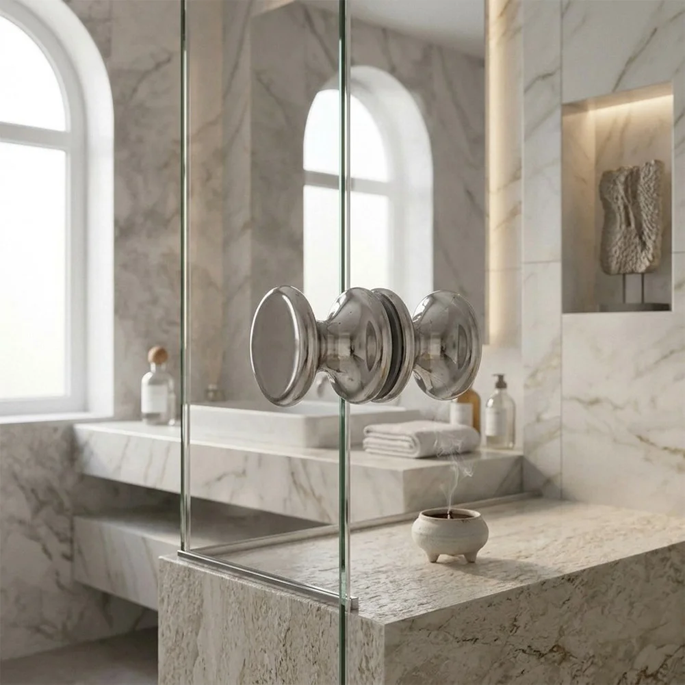 Stainless Steel Back-to-Back Shower Door Pull Handle for Frameless Glass Enclosures SUS 304 for Mirror Finish Chrome