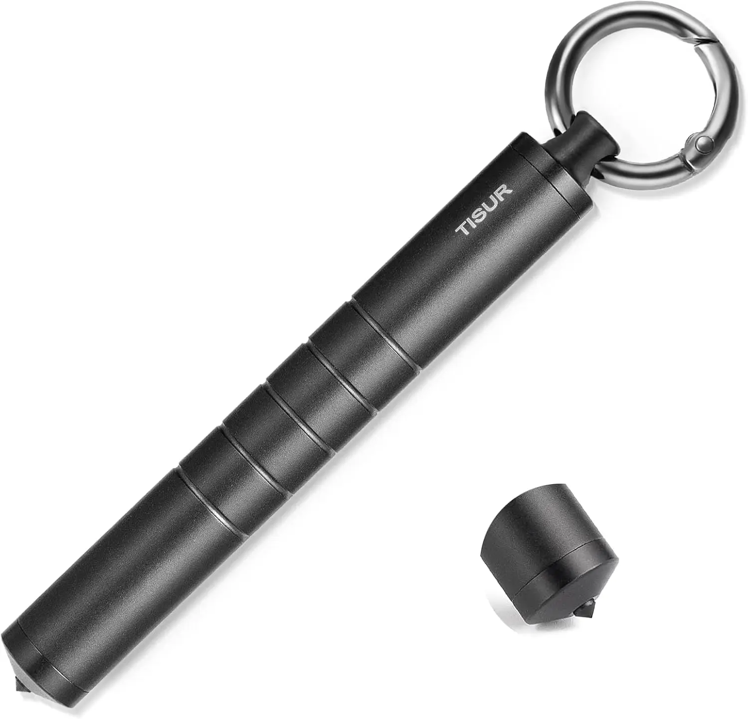 

Metal Pill Organizer, Titanium Keychain Pill Holder Travel Pill Box Case Multitool EDC Every Day Carry for Men (Black)