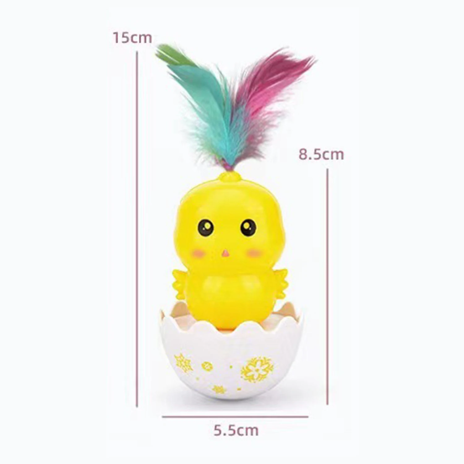 Pet Cat Tumbler Little Yellow Chicken Feather Interactive Toy Cat Teasing Toy Interactive Cat Teasing Toy Feather Stick Toy