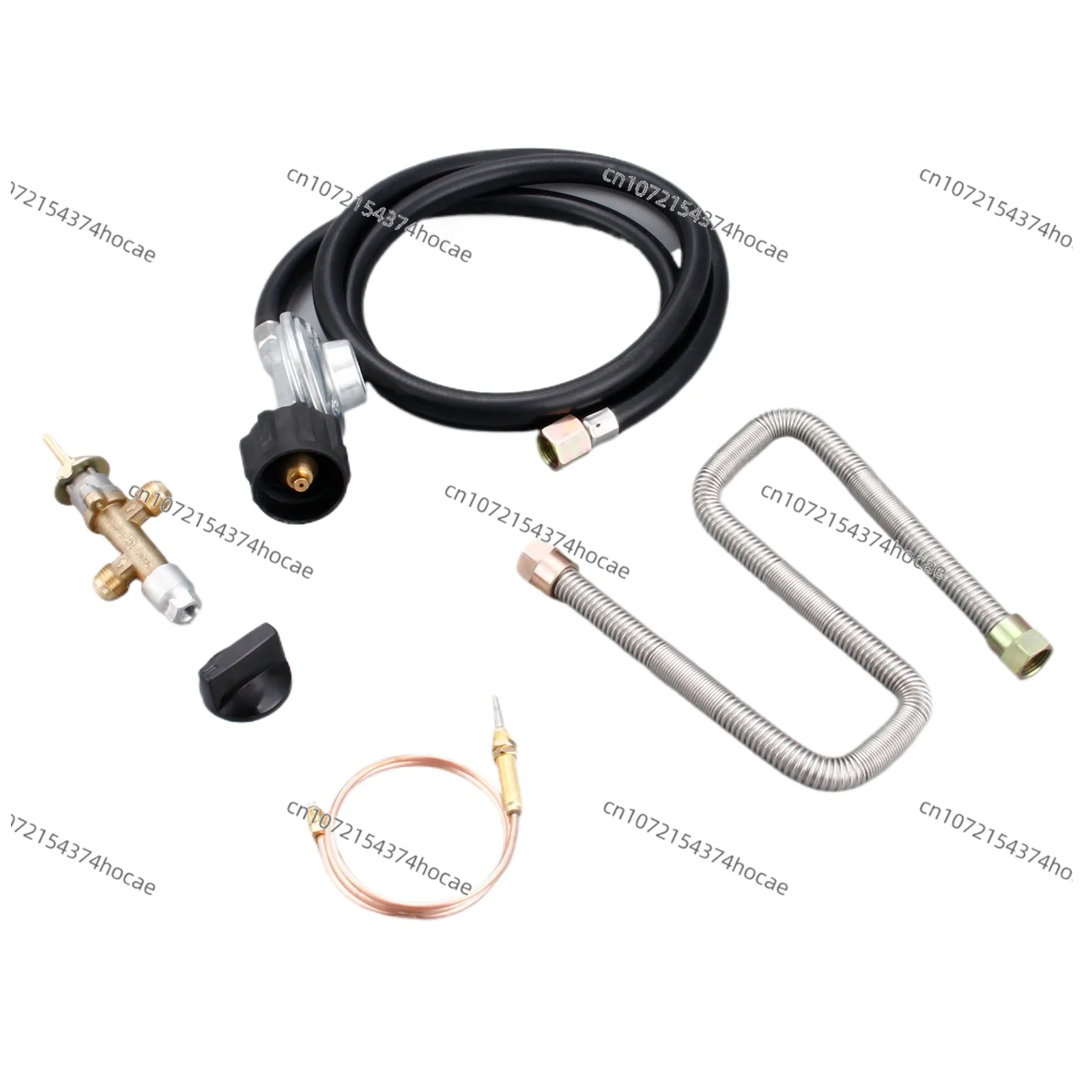 1 set of propane pit gas control valve system regulator kit hose 600mm universal M8 thermocouple 24 inch whistle