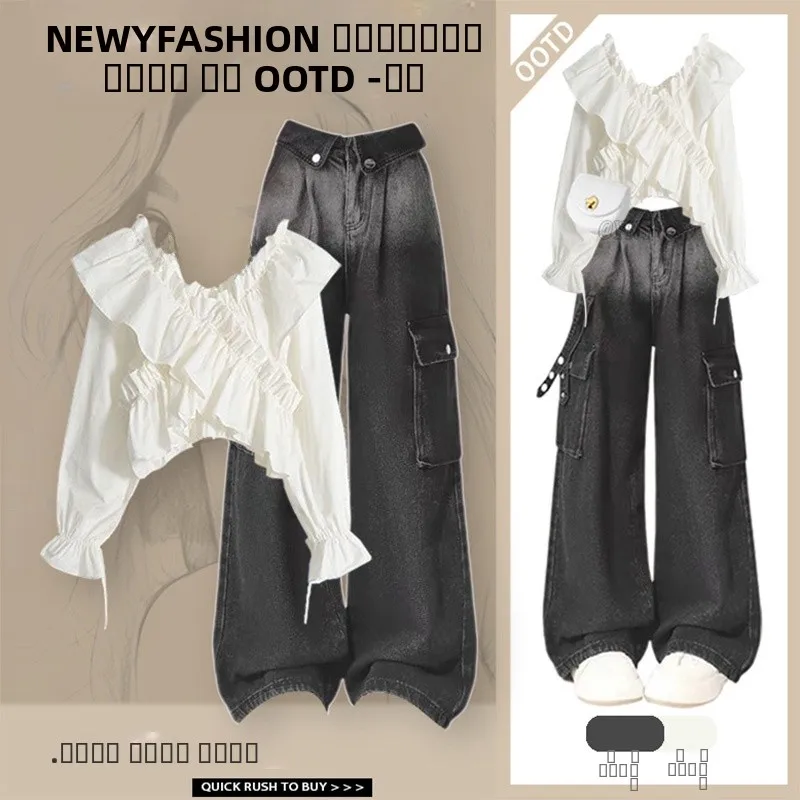 

Faionable ort Sve Long irt Женский комплект для поездок на работу Утягивающая рабочая одежда с высокой талией Брюки Ранняя осень Новый Sle Белый