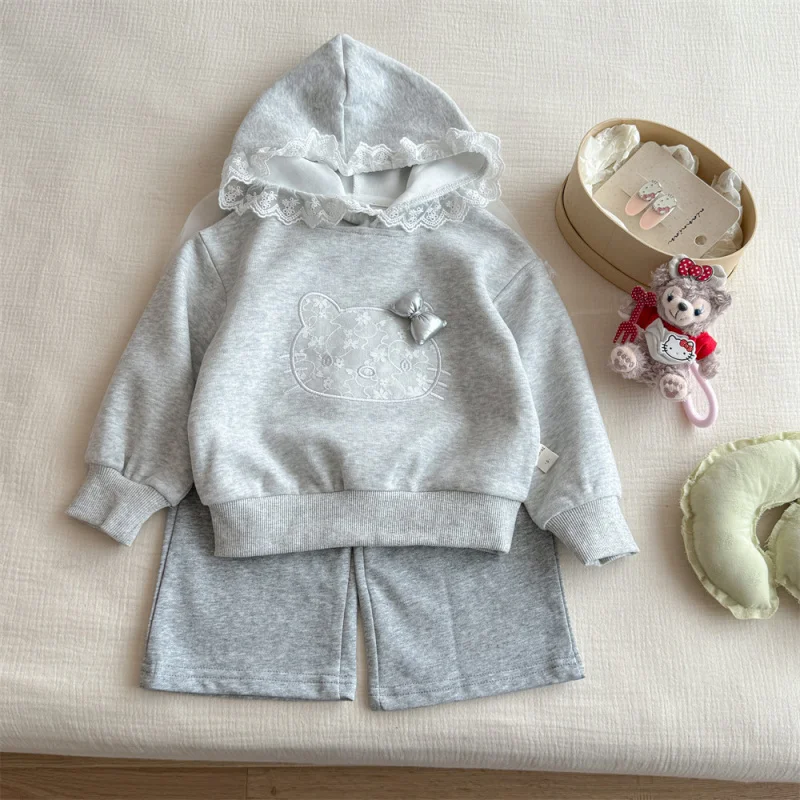 

Girls' Autumn Outfit New Fashionable Children's Stylish Girl's Sweatshirt and Sweatpants Cartoon Print Two-Piece Set