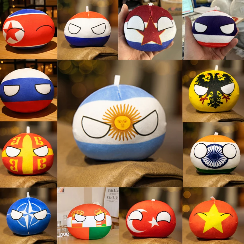 10cm 51 Styles Country Ball Plush Toy Polandball Pendant Country Flag Ball Gifts for Children Argentina Countryball Stuffed Doll