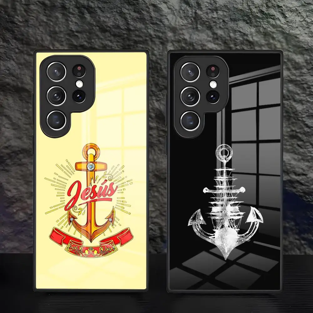 Personalized Anchor Phone Case For Samsung S26 S25 Edge S24 S23 S22 Ultra Plus Fe A57 A37 A17 A56 5G Glass Cover