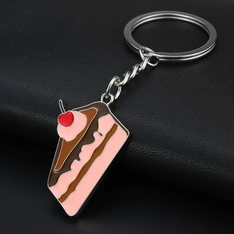 Lovely Dessert Keychain Afternoon Tea Key Ring Chocolate Cake Food Key Chain Women Girl Gifts Jewelry