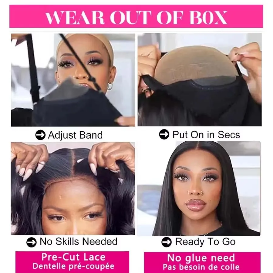 Straight Glueless Wigs 7x5 6x4 Pre-Cut Lace Closure Human Hair Wig Ready To Wear Go 8-16 Inch Glueless Bob Wig Customized Wig image 4