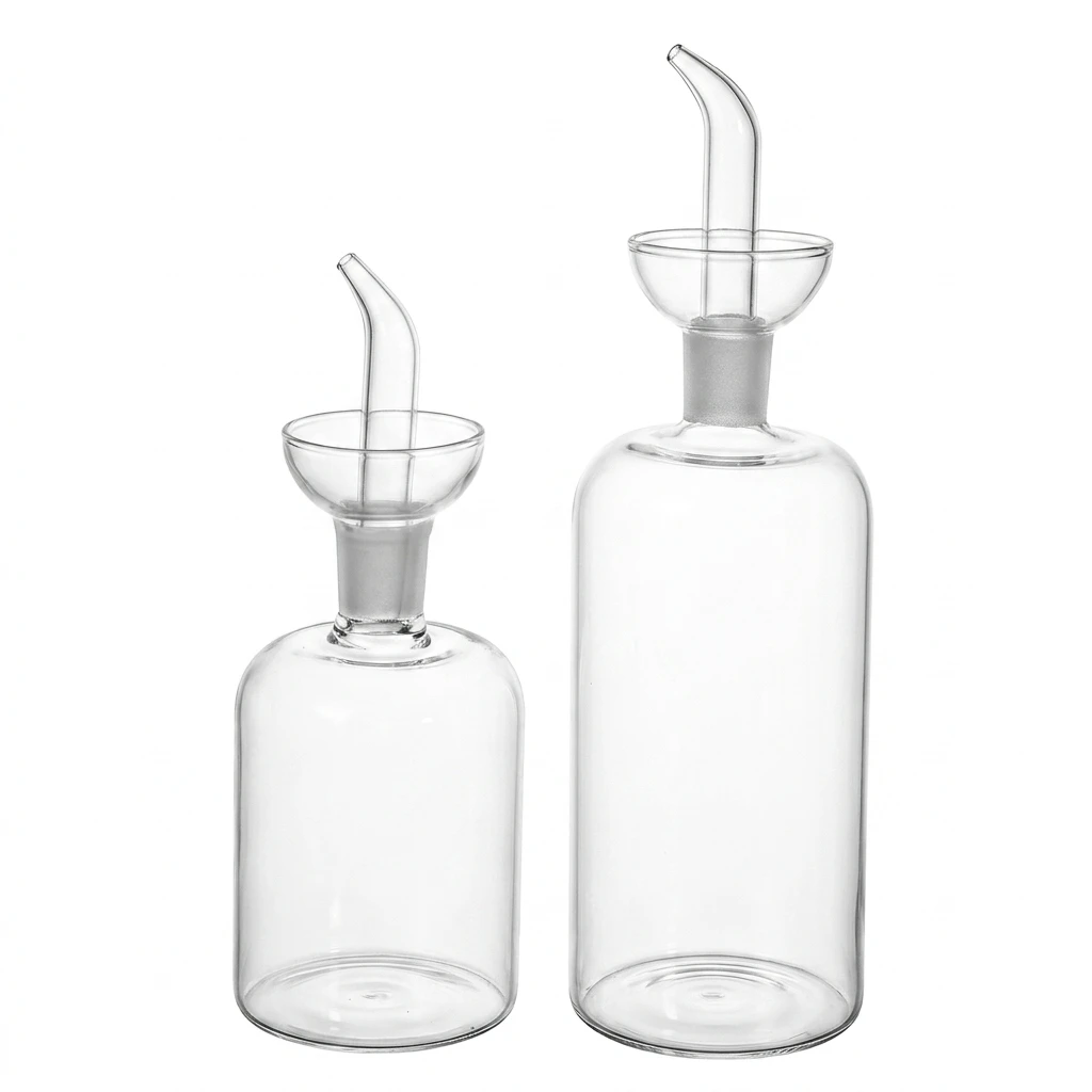 Glass Oil Dispenser Transparent Cruet Bottle Kitchen Sauce Vinegar Storage Bottle Household Cooking Oil Container
