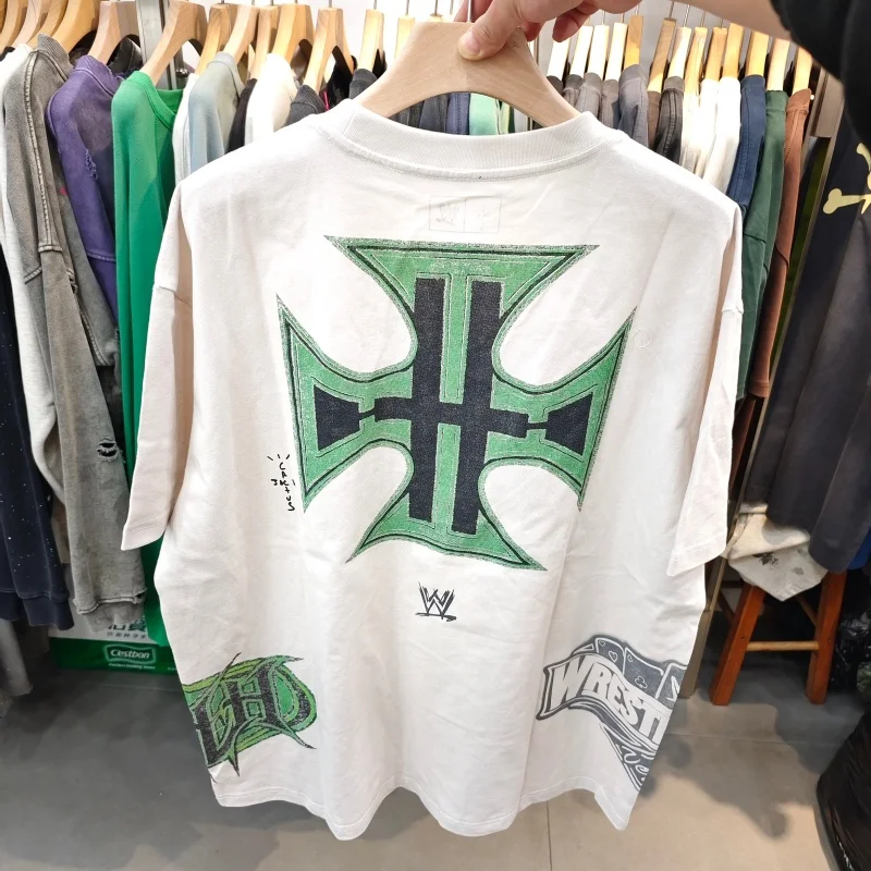 Cactus Jack Oversized Men's Vintage Graphic T-Shirt - Light White Casual Streetwear Short-Sleeve