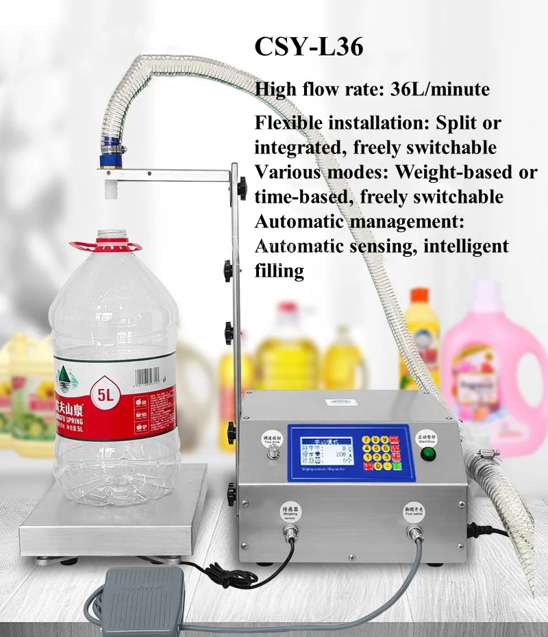 Weighing Liquid Filling Machine 30kg Capacity High Speed Diaphragm Pump Filler For Water Oil Detergent