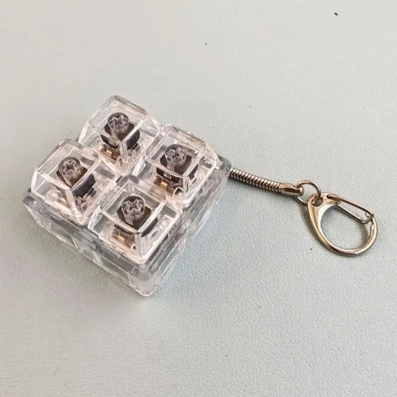 Crystal Keycap Keychain Fidget Toy LED Light Up Keyboard Sensory Gadget Mini Stress Relief Tool for Travel Commute