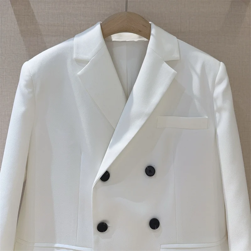 

Women's jacket New autumn 2025 double breasted slim fit lapel long sleeved top casual Women's blazer y2k Women's suit jacket