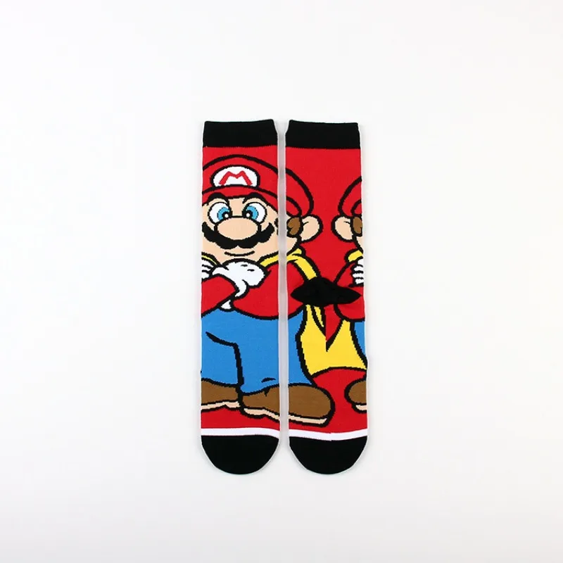 Super Mario Bros Socks Anime Figure Luigi Princess Peach Bowser Wario Men\'s Fashion Socks Cotton In tube socks Women\'s stockings