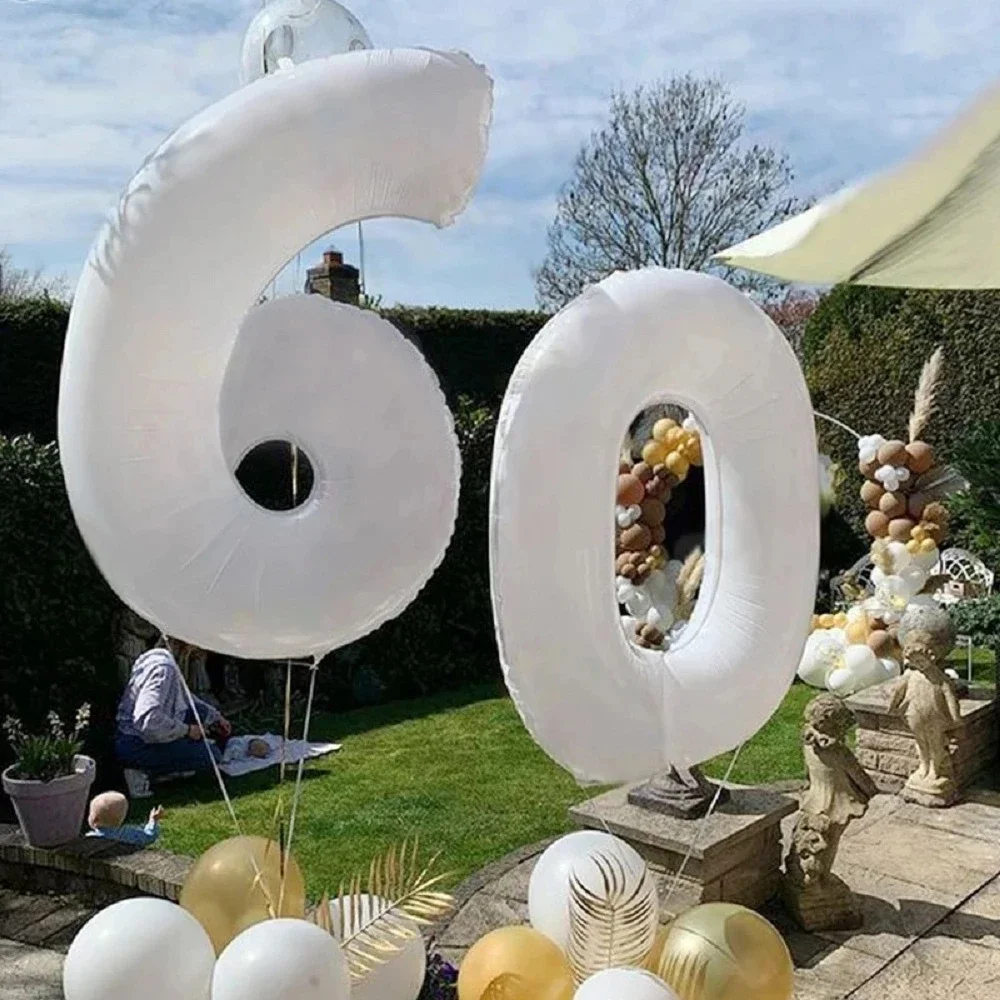 1 Stück 32 Zoll Weißer Zahlen-Folienballon 16 18 25 30 40 50 Folienballons Geburtstagsfeier Hochzeitsdekoration Figuren Luftballons