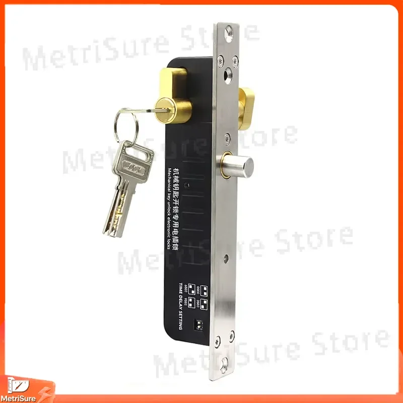 Cylindrical Door Lock with Magnetic Tongue Delay Failure Safety Ferrule Latch Electronic Lock for Home Office