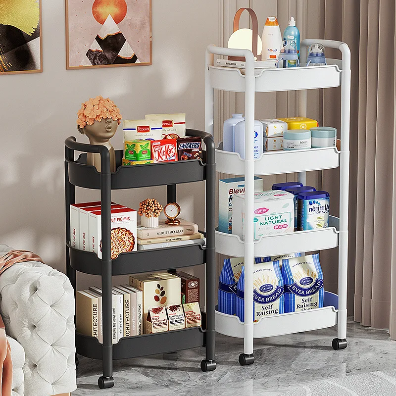 2/3/4 Layer Strolley Shelving Multifunctional Kitchen Shelving Living Room Snack Bookshelf Bathroom Baby Room Storage Rack