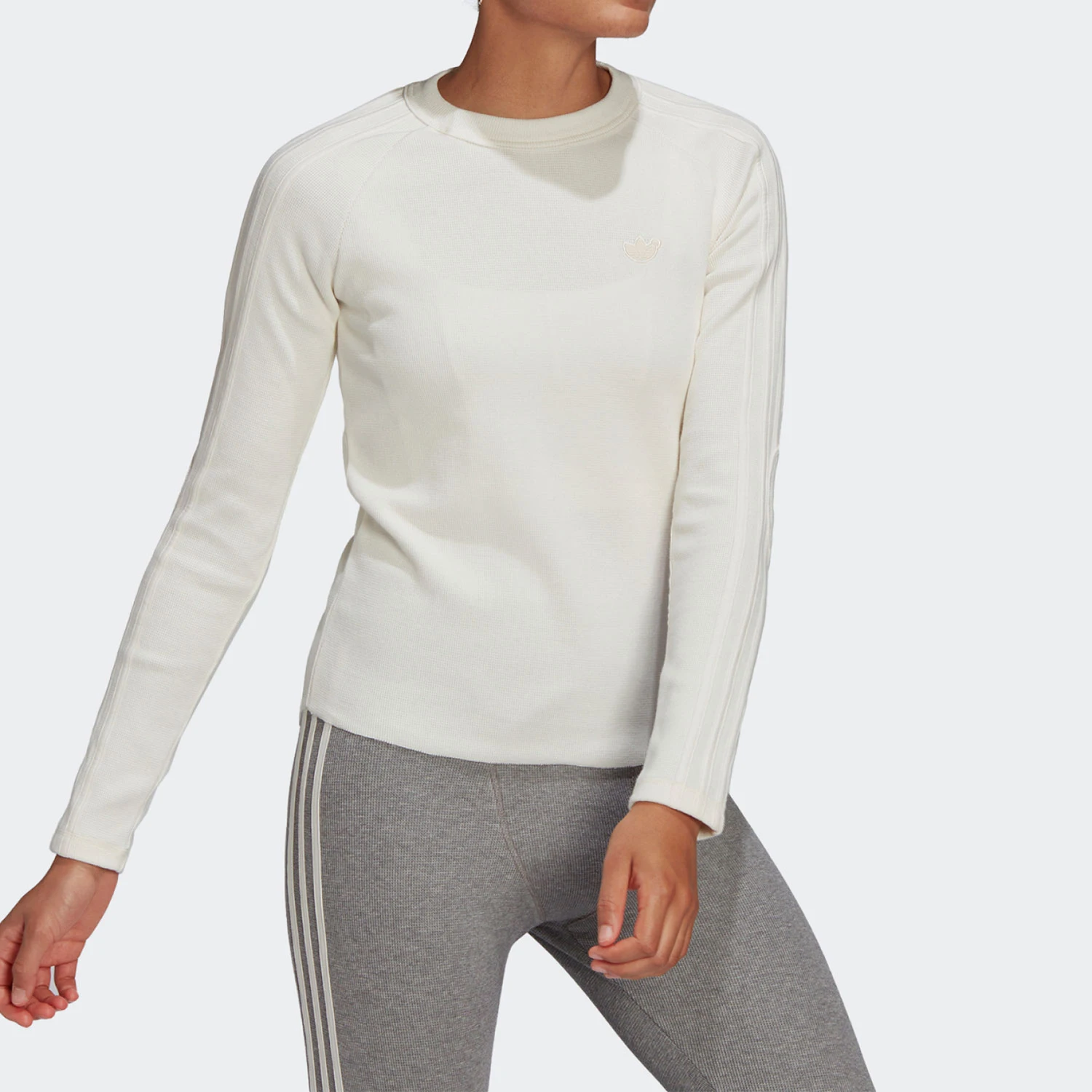 Adidas Originals Trefoil Women's Waffle Slim Fit Long Sleeve T-Shirt HE1478