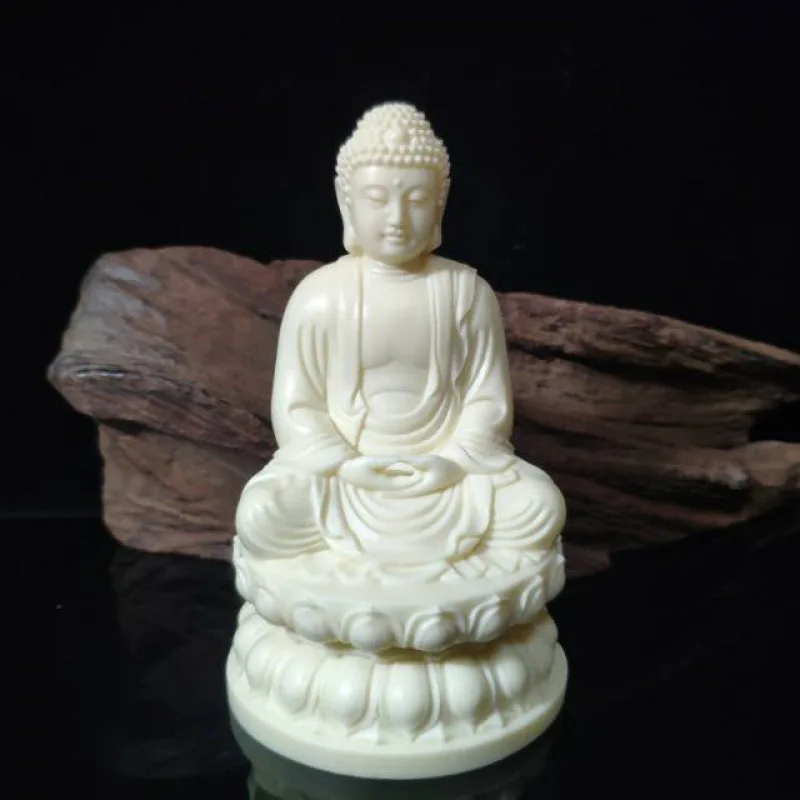 

Carved Ivory Nut Sakyamuni Statue Vairocana Zu Car Furnishings Ornaments Gift Box