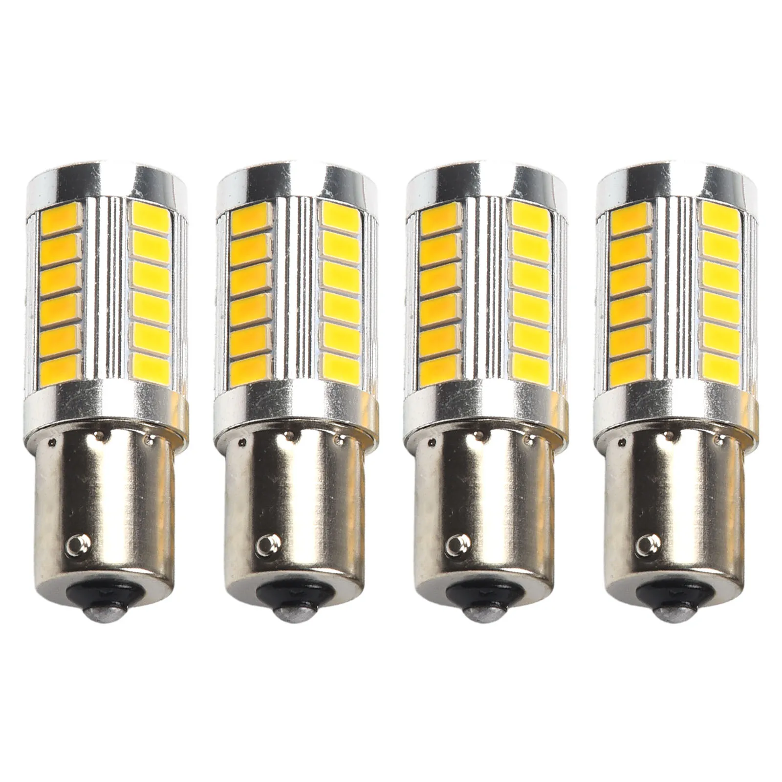 Upgrade Your Car\'s Appearance 4pcs Amber 1156PY BAU15S PY21W LED 33SMD Car Signal Bulbs Stylish and Functional