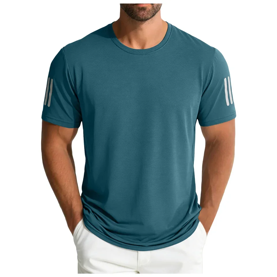 Quick Dry Mens Running T-Shirts Fitness Sports Top Gym Training Tees Breathable Jogging Casual