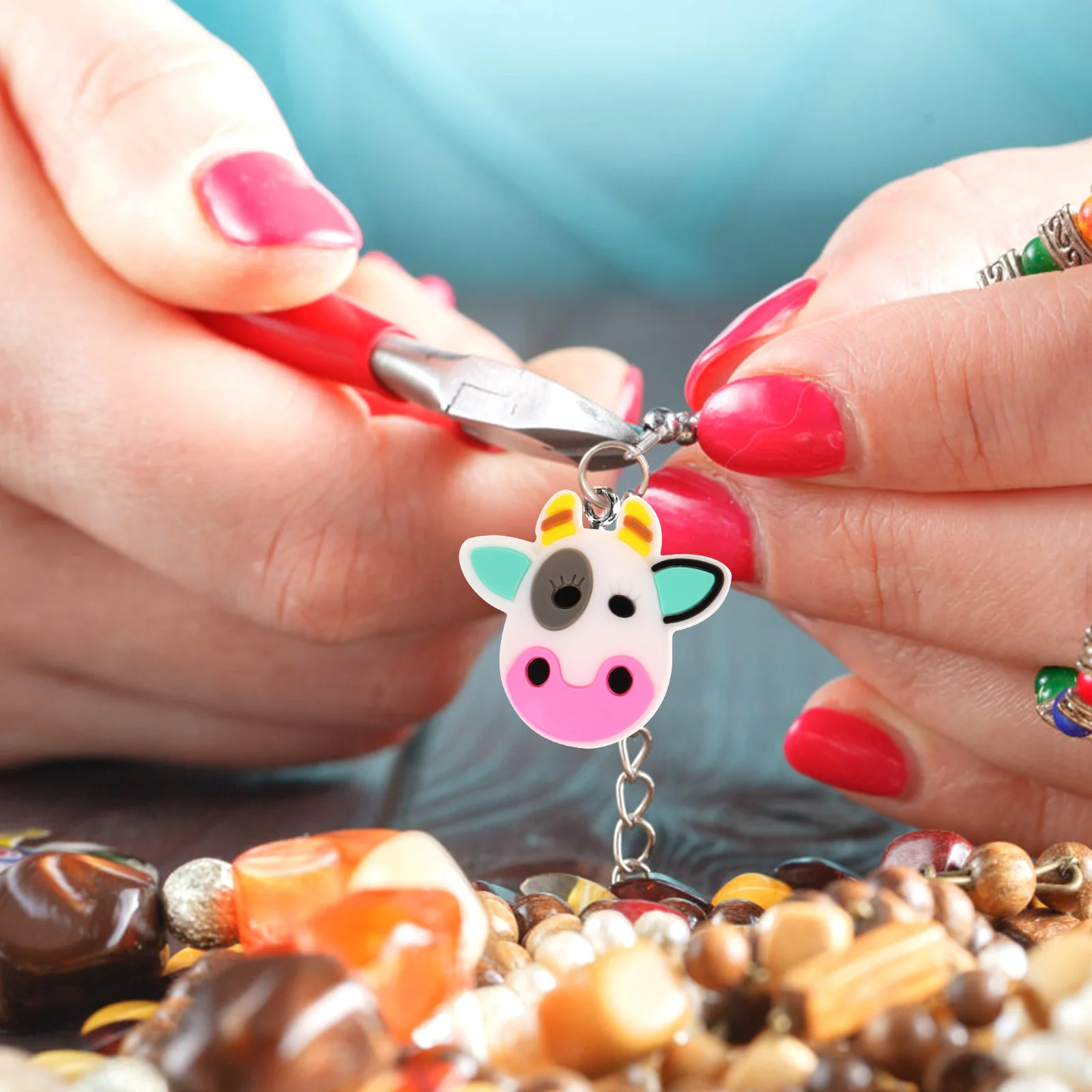 

20pcs Silicone Durable Focal For Keychain Making Cow Beads Pen Making Material Keychain Diy Bead Ballpoint Pen Bead