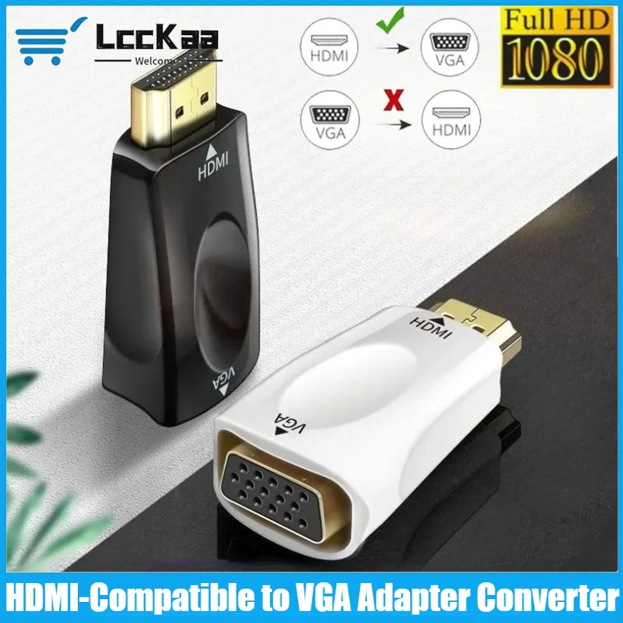

LccKaa HDMI-Compatible to VGA Adapter Converter Male To Famale Converter 1080P HDMI to VGA Video Adapter For PC TV Box DVD HDTV