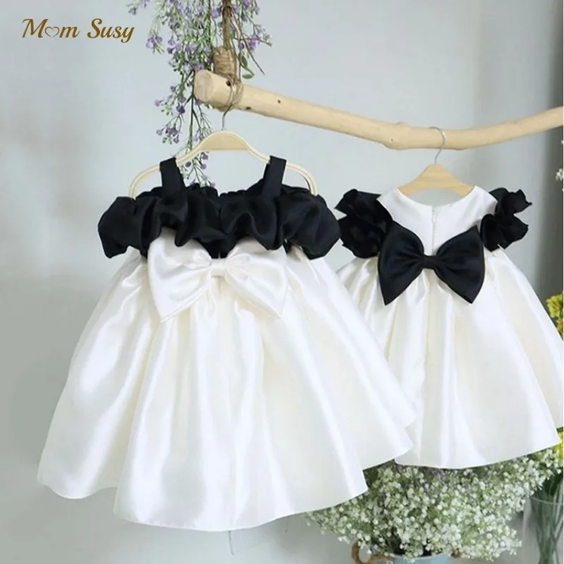 Fashion Baby Girl Princess Off Shoulder Silk Dress Infant Toddler Teens Vestido Party Pageant Birthday Frocks Baby Clothes 1-12Y