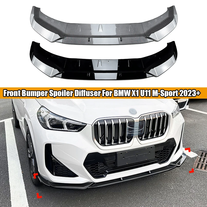 

For BMW X1 U11 M-Sport 2023+ Car Front Bumper Spoiler Diffuser Splitter Lip Body Kit Exterior Parts Cover Gurad Tuning Auto Part