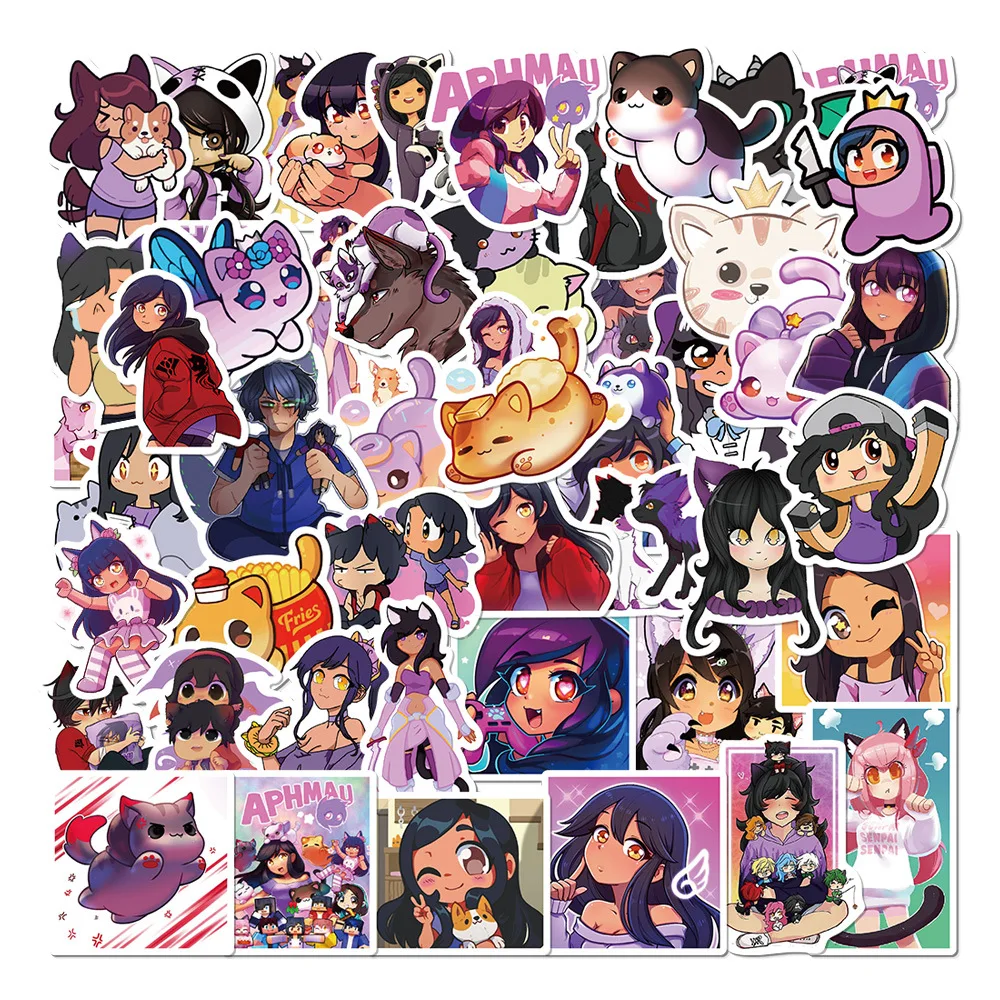 50Pcs Cartoon Cute Kawaii Aphmau Stickers For Kids Laptop Lu