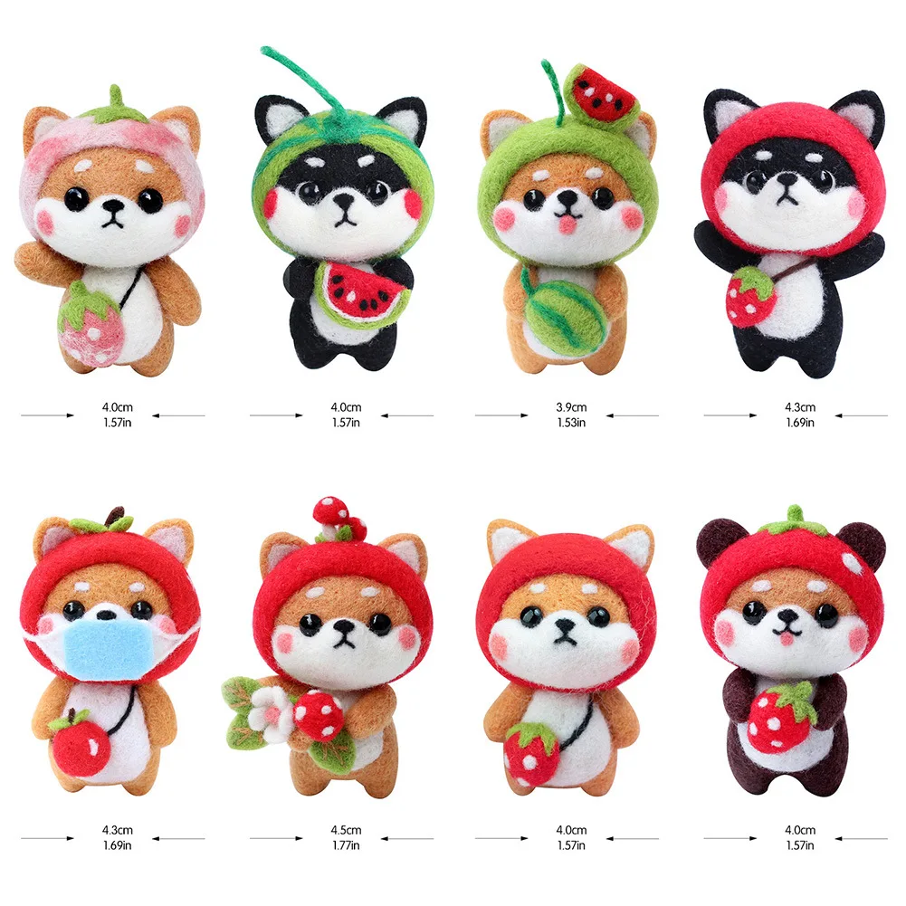 Wool Felting Package Material Shiba Inu Animal Handmade Toy Doll Non-Finished Poked Set DIY Arts Crafts Needle Felt Starter Kit