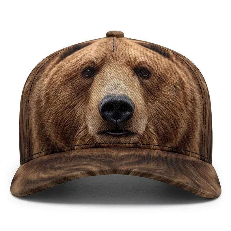 Bear Custom Baseball Caps Wild Beast Ferocious Expression Sharp Claws Driver Peaked Hat Breathable Adjustable Outdoor Unisex Fun