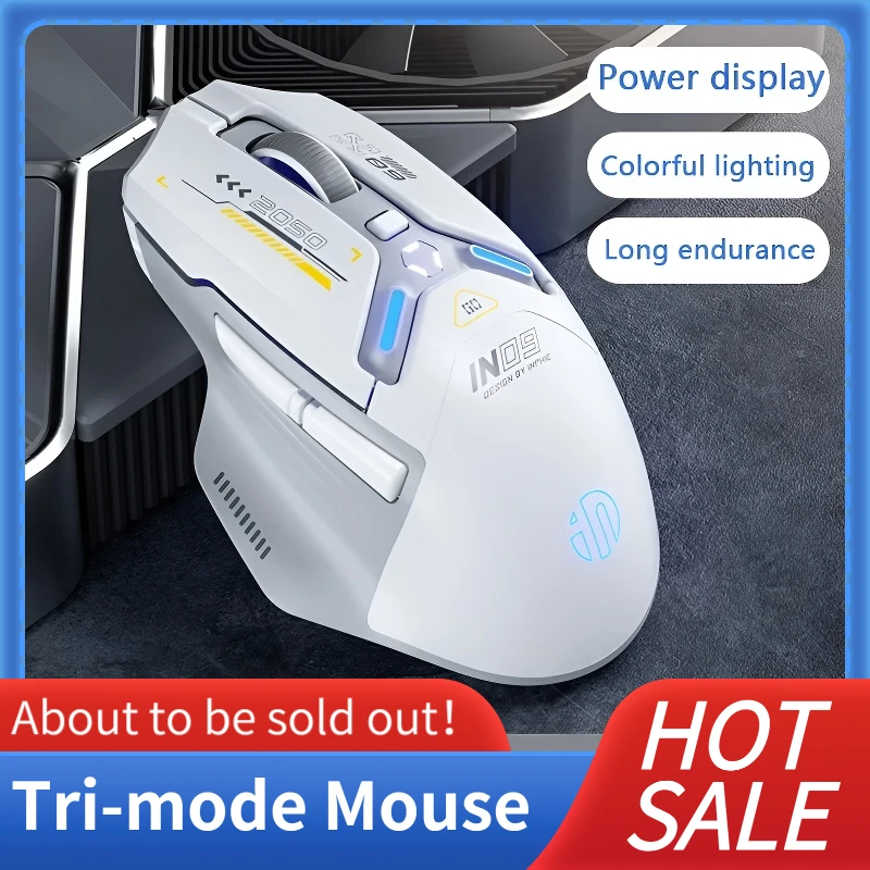 

INPHIC IN9 Tri-mode Wireless Right-handed Ergonomic Mouse 12000DPI 100hours Long Batter Life RGB Science Fiction Mecha Style