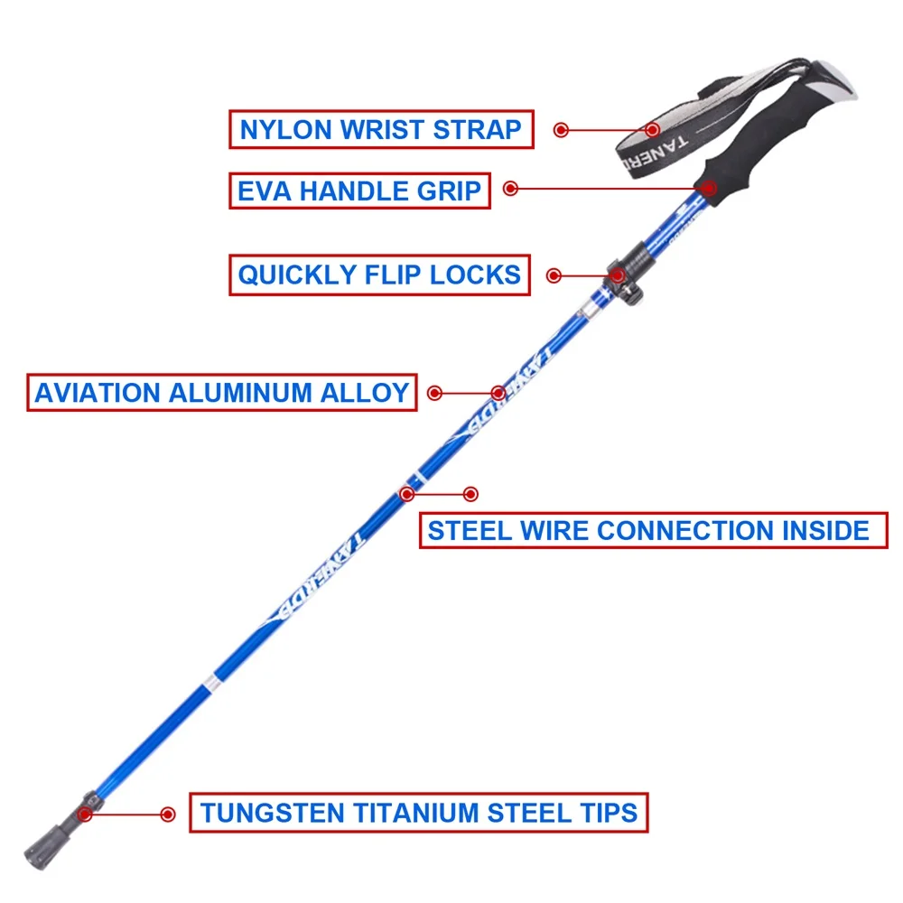 EVA Handle 4-Section Folding Walking Sticks Canes Hiking Stick CrutchesTrekking Poles Alpenstock Hiking Accessories 1PC SES0046