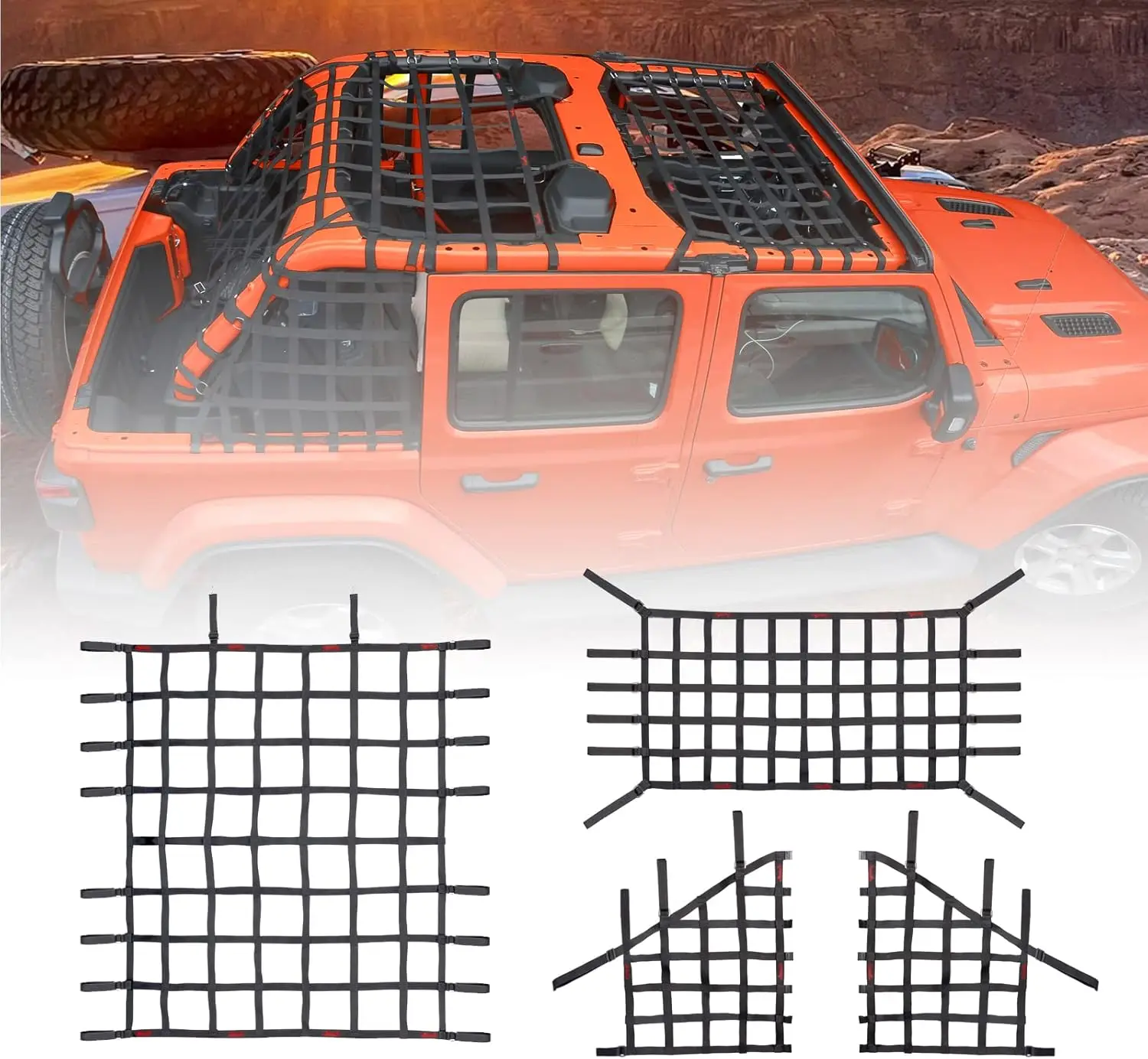 Mesh Cargo Net Roof Net Top Hammock Cargo Restraint Net for Wrangler JL 2018 2019 2020 2021 2022 2023 Accessories