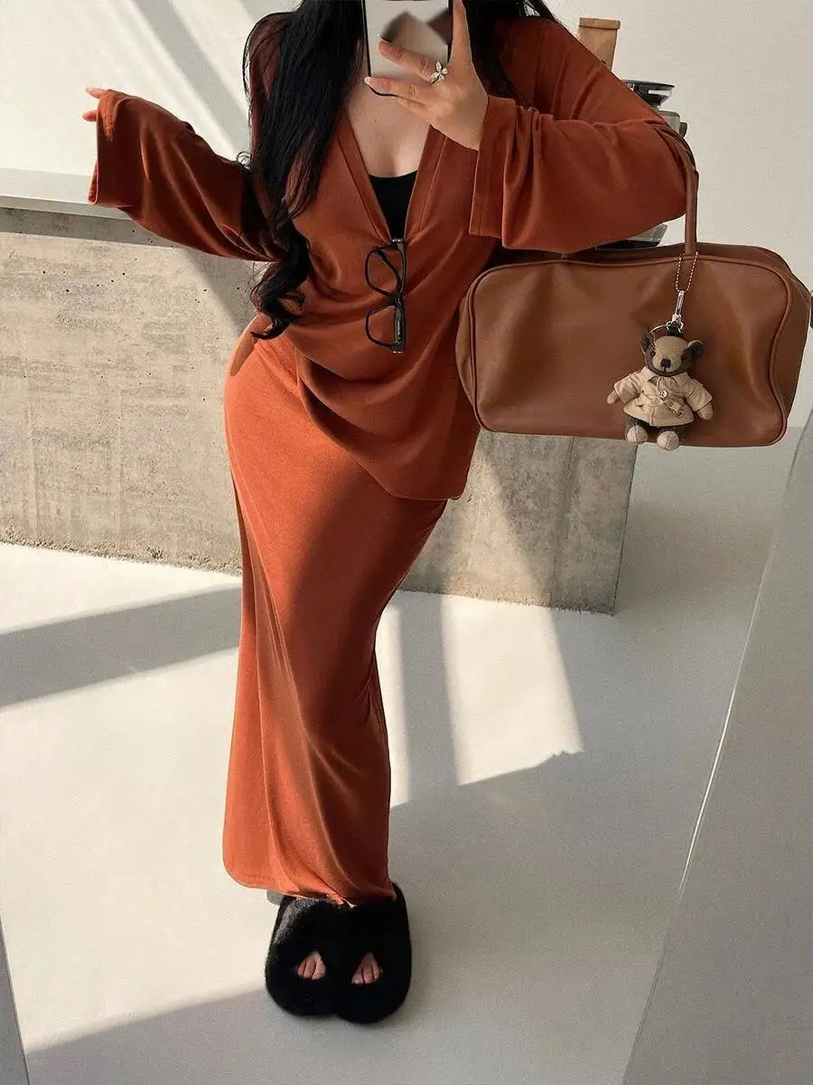 Luie Stijl Grote V-hals Losse T-shirt Top Hoge Taille Lange Zoete Mode Vrouwen Jurk Elegante 2025 Nieuwe Zoete Tops Mode 7IZY