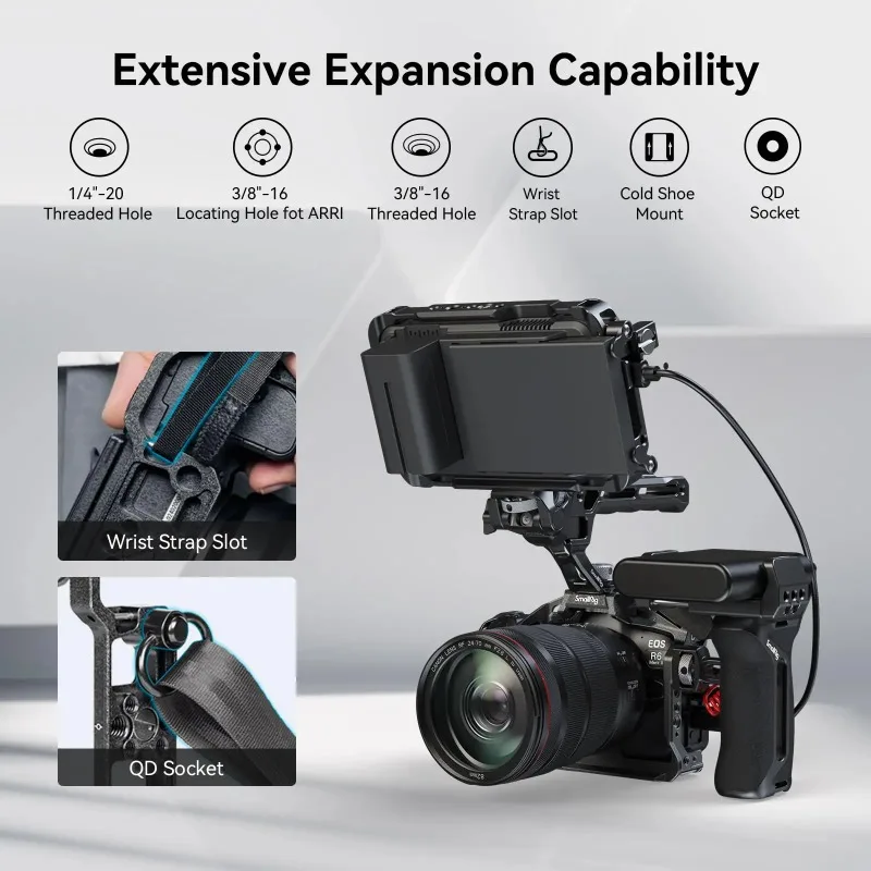 SmallRig “Black Mamba” Camera Cage for Canon EOS R6 Mark II Built-in Arca-Swiss Quick Release Plate for DJI RS2/RS3 Pro Gimbal